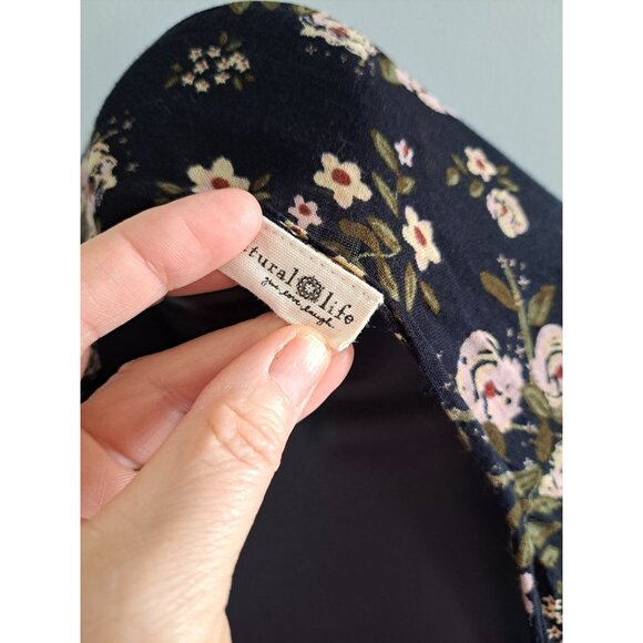 Natural Life Floral Kimono Cardigan Bell Sleeves Black Pink Rayon Womens OS - Picture 4 of 6